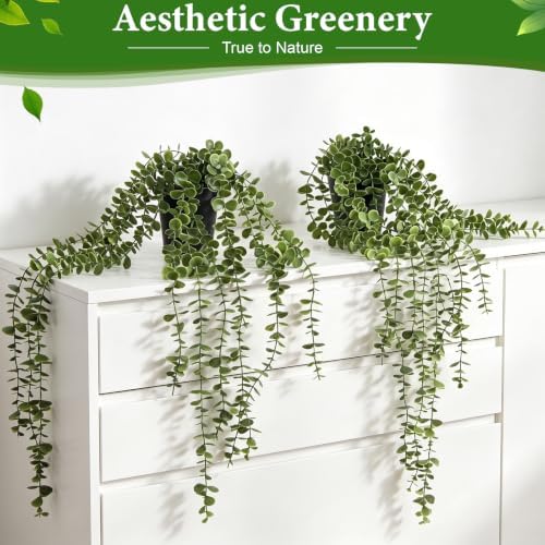 4Pcs Fake Hanging Plants, Potted Artificial Plants Hanging Eucalyptus Vines - Image 2