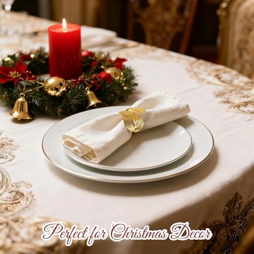 110 Pcs Gold Napkin Rings Bulk Delicate Rings Metal Leaf Napkin Holders for Birthday Party Wedding Receptions Celebrations Christmas Easter Thanksgiving - Image 5