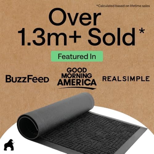 GORILLA GRIP WeatherMAX Door Mat, Indoor Outdoor Use, 60x24, Black Maze - Image 4