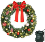 VINGLI 30 Inch Christmas Wreath Prelit Front Door Battery LED Decor by VINGLI