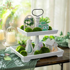 Hanobe 2 Tiered Decorative Tray Stand for Coastal Beach Coffee Table Decor - Image 5