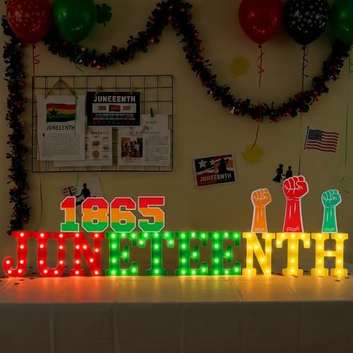 Ganeen 17 Pcs Lighted Juneteenth Table Decoration Plastic LED by Ganeen