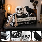 Pinkunn 6 Pcs Halloween Decorative Book with Skull Raven Bead Garland - Image 5
