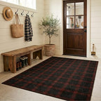 JTJ Easy Jute Buffalo Plaid Rug 5x7, Black & Red, Washable Outdoor Rug - Image 3