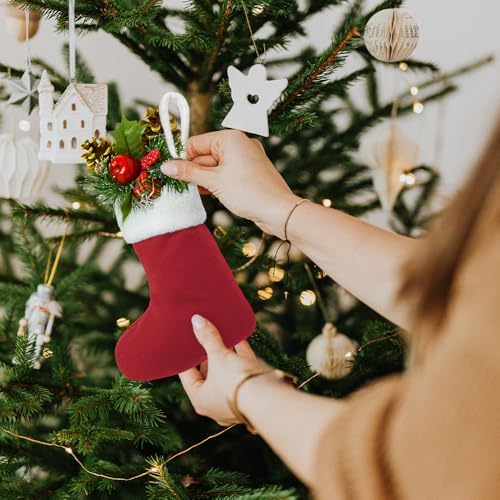 12Pack Mini Christmas Stockings 7" Traditional Xmas Stocking for Family Holiday Party Decor and Xmas Tree Fireplace Merry Christmas Ornament Gifts(Multi-Mini) - Image 4