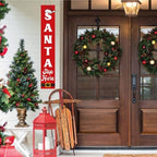 SRongmao Santa Stop Here Porch Sign Christmas Front Door Hanging Decorations 8x63inch Vertical Wooden Indoor Outdoor Standing Signs For Home Yard Farmhouse Holiday Decor - Image 5