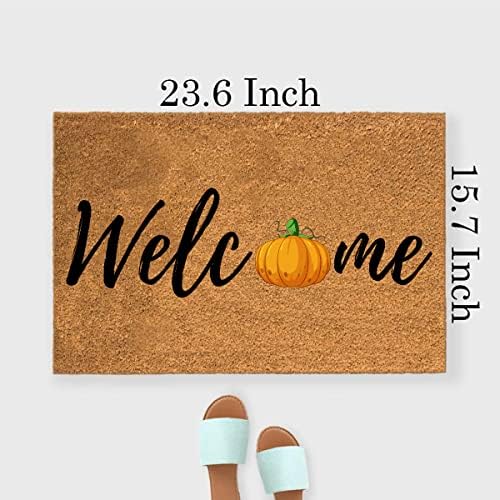 Funny Coir Doormat Welcome Fall Autumn Pumpkin Thanks Giving Halloween Mats Welcome Front Porch Patio Mats for The Entrance Way Personalized Rug Novelty Coir Doormat 23.6 x 15.7inch - Image 3