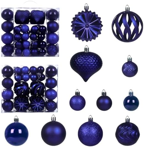 Christmas Tree Balls Ornaments Set, 48 Pcs Shatterproof Plastic Decorative Baubles Shiny Hanging Ball Ornaments for Xmas Tree Holiday Party Wedding Decoration, Royal Blue by Unknown