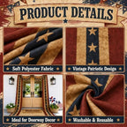 2 Pack Vintage Patriotic Bunting 20 ft Large American Flag Porch Banner Tea Stained American Flags for Patriotic Indoor Outdoor Independence Day Party Decor - Image 3
