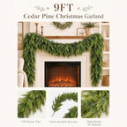 9ft Real Touch Artificial Christmas Cedar Garland for Mantle - Image 4