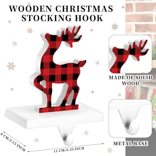 Hicarer 4 Pack Christmas Stocking Holders for Fireplace Mantel - Image 2