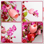 Yawwind 22 Inches Valentine Wreath Red Valentines Wreaths for Front Door Valentine's Day Flower Wreath with Tulips Heart Berry for Window Porch Indoors Outside - Image 7