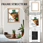 YPY Highland Cow St. Patrick's Day Decorations Farmhouse Cow Pictures Wall Decor Canvas Art With 7 Interchangeable Holiday Sayings, Rustic Wood Frame Artwork for Home Indoor Country Wall Art 11"x16" - Image 3