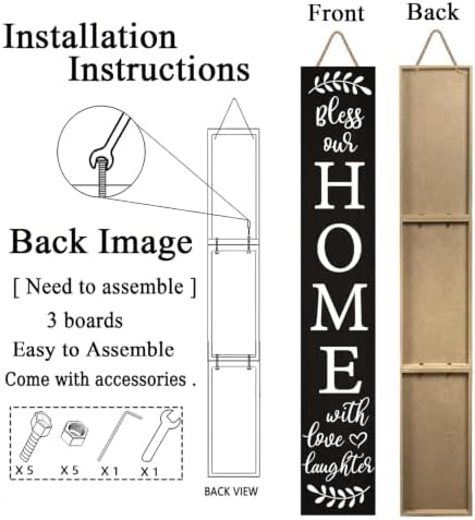 Welcome Sign for Front Door Porch, Bless Our Home Signs 47" - Image 5