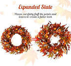 24 inch Berry Branches Fall Wreath for Front Door with Colorful Leaves - Image 4