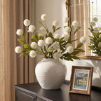 6Pcs 27"Artificial Pompon Mum Stems Silk Flowers for Vase Decor(Cream) - Image 4
