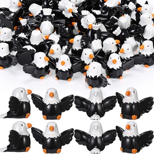 Geelin 100 Pcs Mini Resin Bald Eagle Figurines, Patriotic Bird Decorations by Geelin