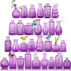 Mini Glass Bud Vases,Versatile Small Bud vases for Home and Wedding Decor, Exquisite Bridal Shower Table Centerpieces,Aromatherapy Bottles,Candle Holder, Ideal of Gifts(Pack of 30,Purple) by earthgadgets