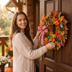 24" Fall Apple Wreath for Front Door, Eucalyptus Leaves Harvest Decor - Image 6