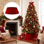 Skylety Red Velvet Christmas Tree Collar 24‘’ Tree Base Cover - Image 6