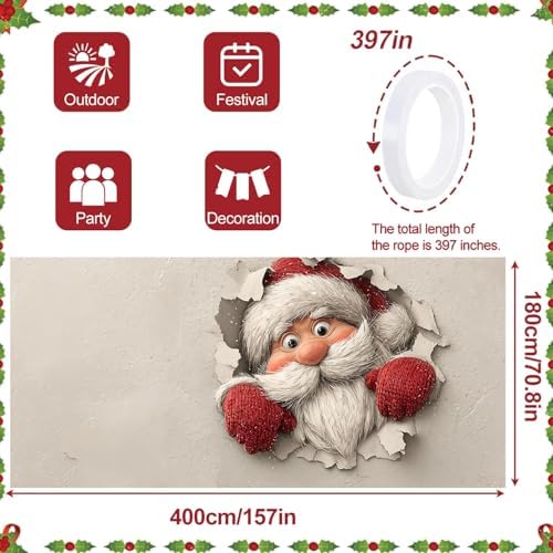 13x6Ft Santa Garage Door Cover, Garage Door Decorations, Large Garage Door Xmas Cover, Outdoor Xmas Banner Decorations - Image 3