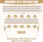 Xinnun 6 Pcs Burlap Table Runners with Lights Lace, 12 x 108 in, Flower - Image 2