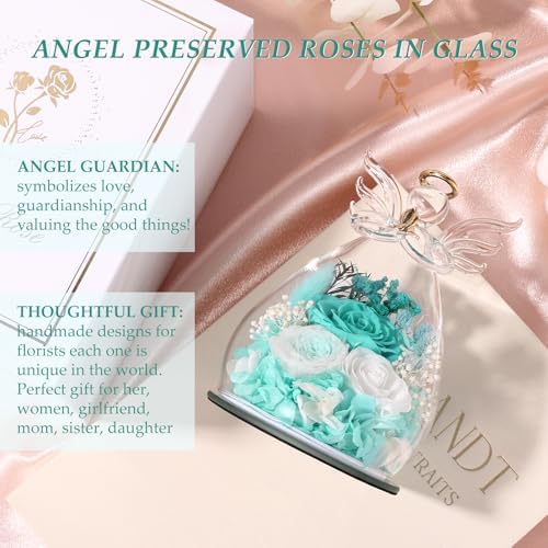 FIACO Gifts for Women Birthday Preserved Rose Forever Flower in Glass Angel Figurines Fresh Flowers for Delivery Prime for Mom Real Roses for Grandma Sister Wife Her from Daughter - Image 6