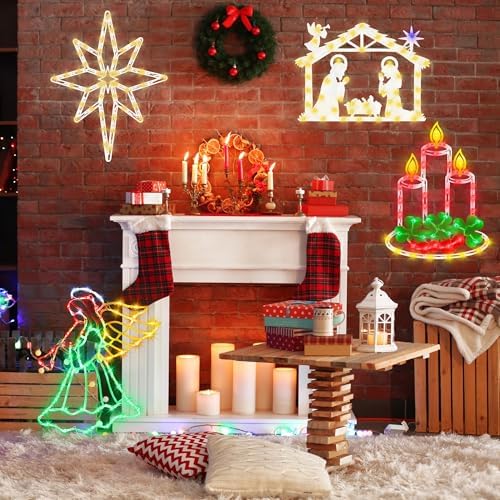 TRWYMZ Christmas Decorations - 16" Christmas Window Silhouette Lights - Image 3