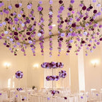 Lyrow 60 Pack Lavender Purple Artificial Flower Hanging Ornaments Purple Roses Floating Garland Moody Vintage Mauve Wedding Lilac Boho Cottagecore Ceiling Garland Bridal Shower Bouquet Table Decor - Image 5