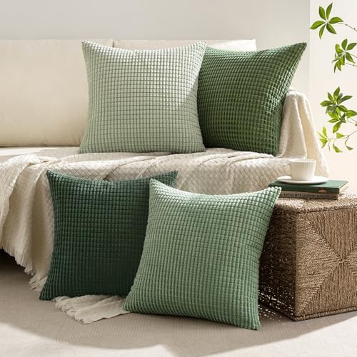MIULEE Boho Decorative Pillow Covers 20x20 Inch Set of 4 Forest Green - Image 3