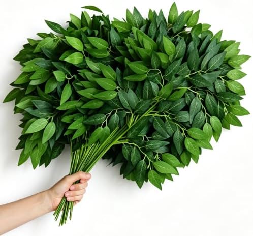 45pc Italian Ruscus Greenery Stems Garland Fake Green Leaves for Home Decor by VOELIGT
