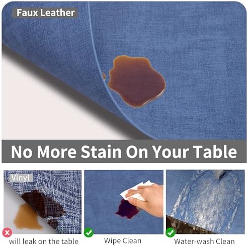 Maxpearl Faux Leather Placemats Set of 8, Easy to Clean, Navy Blue - Image 4