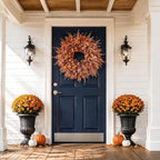 26" Artificial Fall Eucalyptus & Fern Wreath for Front Door Decor(Orange) - Image 4