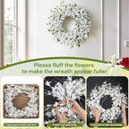 LOKEISNA Spring Wreath White Forsythia Door Wreath, 24 Inch Summer Wreaths for Front Door Outside, Artificial Handmade Forsythia Flower Wreath for Front Door Window Wall Indoor Outdoor Décor Gift - Image 4