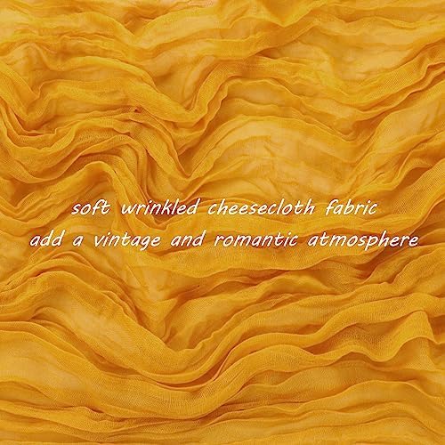 35x72 Inch Mustard Cheesecloth Table Runner Fall Thanksgiving Boho Decor - Image 3