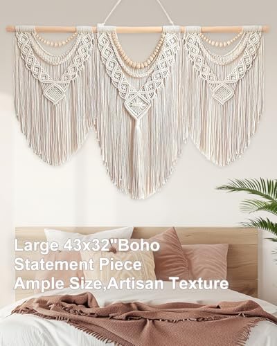 Gliterra Large Macrame Wall Hanging Handmade Boho Tapestry - Big Size Wall Art Decor for Living Room, Bedroom, Wedding, Home Decoration - Image 4