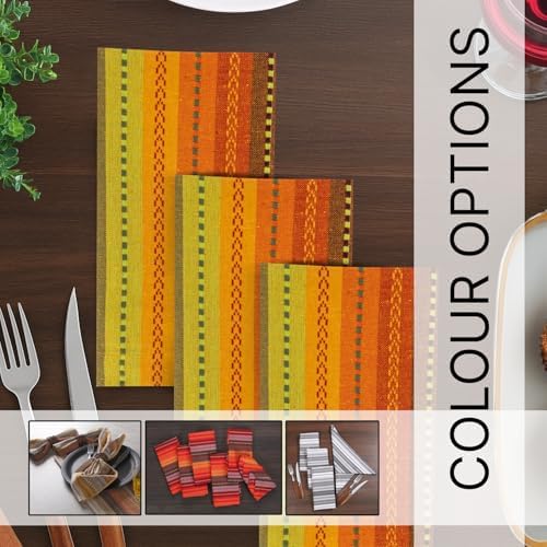 LFH Home Cotton Rich Cloth Salsa Napkin Set of 12 Washable Soft Durable Striped Table Napkins for Dining Wedding Daily Use Reusable Eco-Friendly Fabric Napkins (18x18)-Orange Multi Thanks Giving - Image 3