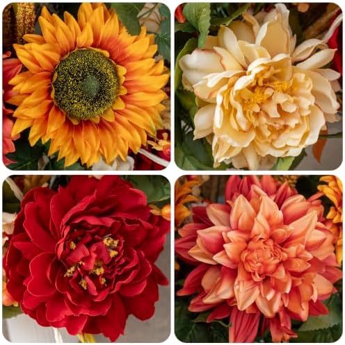 Fall Centerpiece for Table Fall Artificial Flower Arrangement with Vase - Image 5