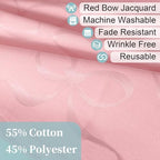 Pink Tablecloth Fabric (1PC, 60"x102"), 6ft Table Cover (8-10 Seat) - Cotton Polyester, Wrinkle Resistant & Washable, Jacquard Table Cloth for Valentine's Day & Birthday & Wedding, Bows Pattern - Image 3