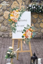 Wedding Welcome Signs Floral(Pack of 2)，Wedding Arch Flowers for Wedding Decorations and Reception Backdrop Decoration (New Champagne) - Image 2