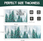 Winter Kitchen Rugs and Mats for Floor Set of 2,Merry Christmas Pine Trees Snowy Forest Red Cardinal Birds Xmas Holiday Sink Mat Non Skid Washable for Home Farmhouse Decor 17"x48"+17"x30" - Image 3