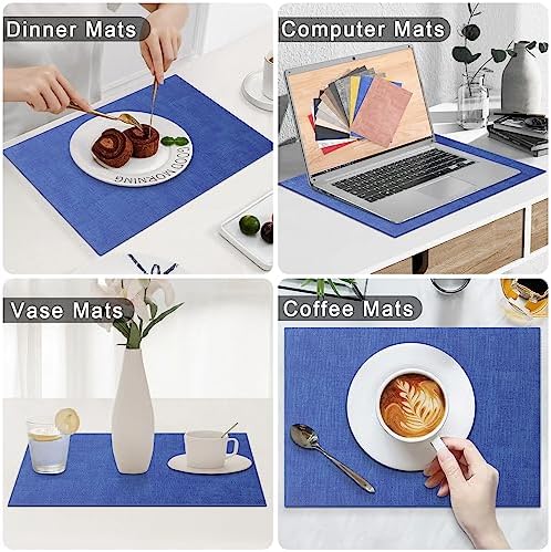 Homaxy PU Faux Leather Placemats for Dining Table, Set of 6, Sea Blue - Image 6