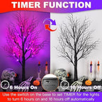 Halloween Decorations Indoor 2 Pack 24 Inch Black Halloween Tree with 48 Orange Purple Led Lights, Timer/USB/Battery Operated Lighted Tabletop Spooky Tree for Table Home Office Party Decor - Image 4