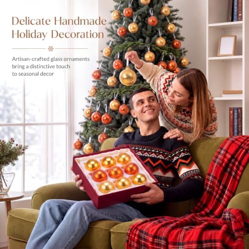 FoldTier 9pcs 3" Colorful Glass Ball Christmas Tree Ornament, Bronze - Image 5