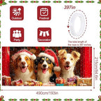 Dogs Garage Door Banner 16x7 Ft - Puppies in Santa Hats with Gifts for Double Car Garage Decor - Image 4