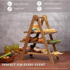 3 Tier Wooden Serving Tray Stand for Snacks Desserts Cheese Cupcakes Tiered Food Display Rack for Parties Weddings Housewarming Farmhouse Style 20.5 Inch - Image 6
