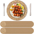 Kochorie Set of 60 Round Woven Placemats 12 Inches Bulrush Placemats Natural Hand-Woven Boho Rattan Placemat Wicker Table Mats Farmhouse Weave Place Mats for Home Dining by Kochorie