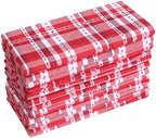 Ramanta Home Plaid Overstitch Christmas Cloth Napkins Set of 12 - Red by RamantaHome