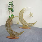 iwa concept Metal Crescent Islamic Decor, Moon and Star Ramadan Art, Islamic Table Top Decoration Gift for Muslims in Ramadan Eid (52 x 44 cm | 20.8 x 17.6 inches | Small) - Image 6