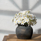 SIDUCAL Ceramic Flower Vase with Wide Mouth Lace, 5.1 Inch Pottery Rustic Farmhouse Boho Vases, Small Terracotta Vase for Home Decor, Table, Living Room, Bathroom, Shelf, Wedding, Bronze by SIDUCAL